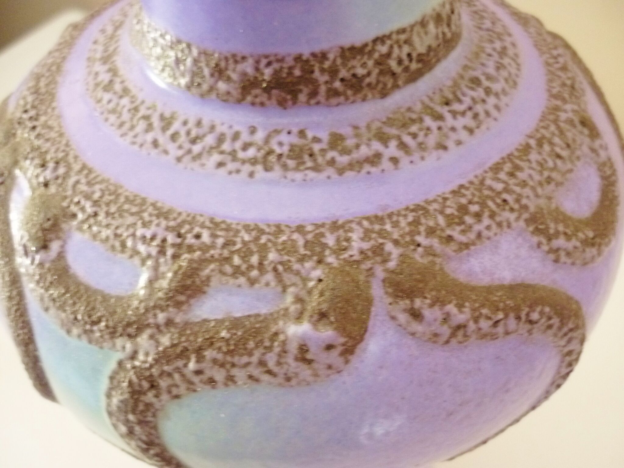 Glazed ceramic vase, abstract shape and decoration, fat lava, vintage 60s/70s