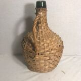 Demijohn bottle 2L old woven Wicker rattan + handle Vintage