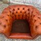 Salon canape and 2 chesterfield armchairs in vintage cognac leather from the 1970s