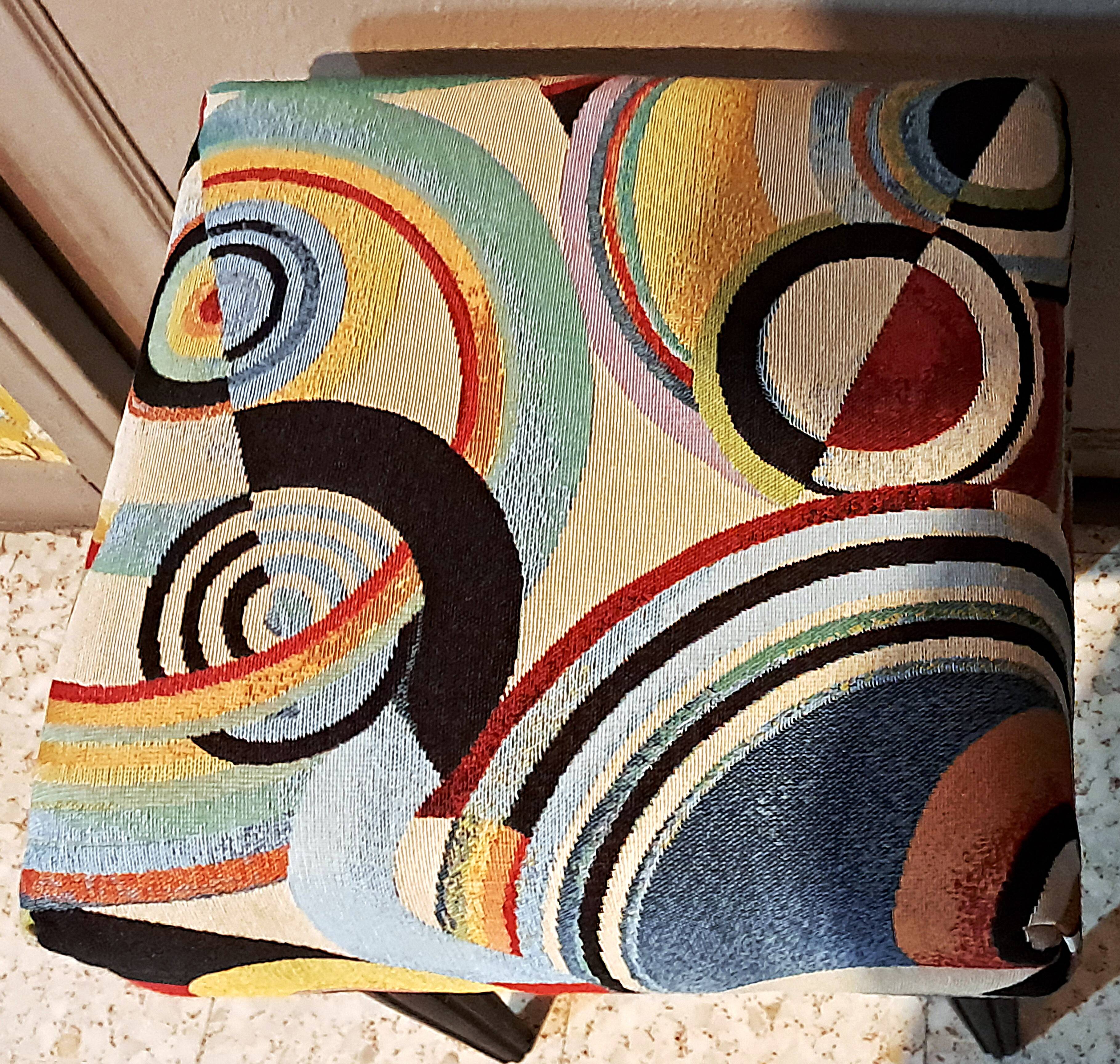 Wooden stool, upholstery restoration, 20th century, occasional furniture