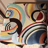 Wooden stool, upholstery restoration, 20th century, occasional furniture