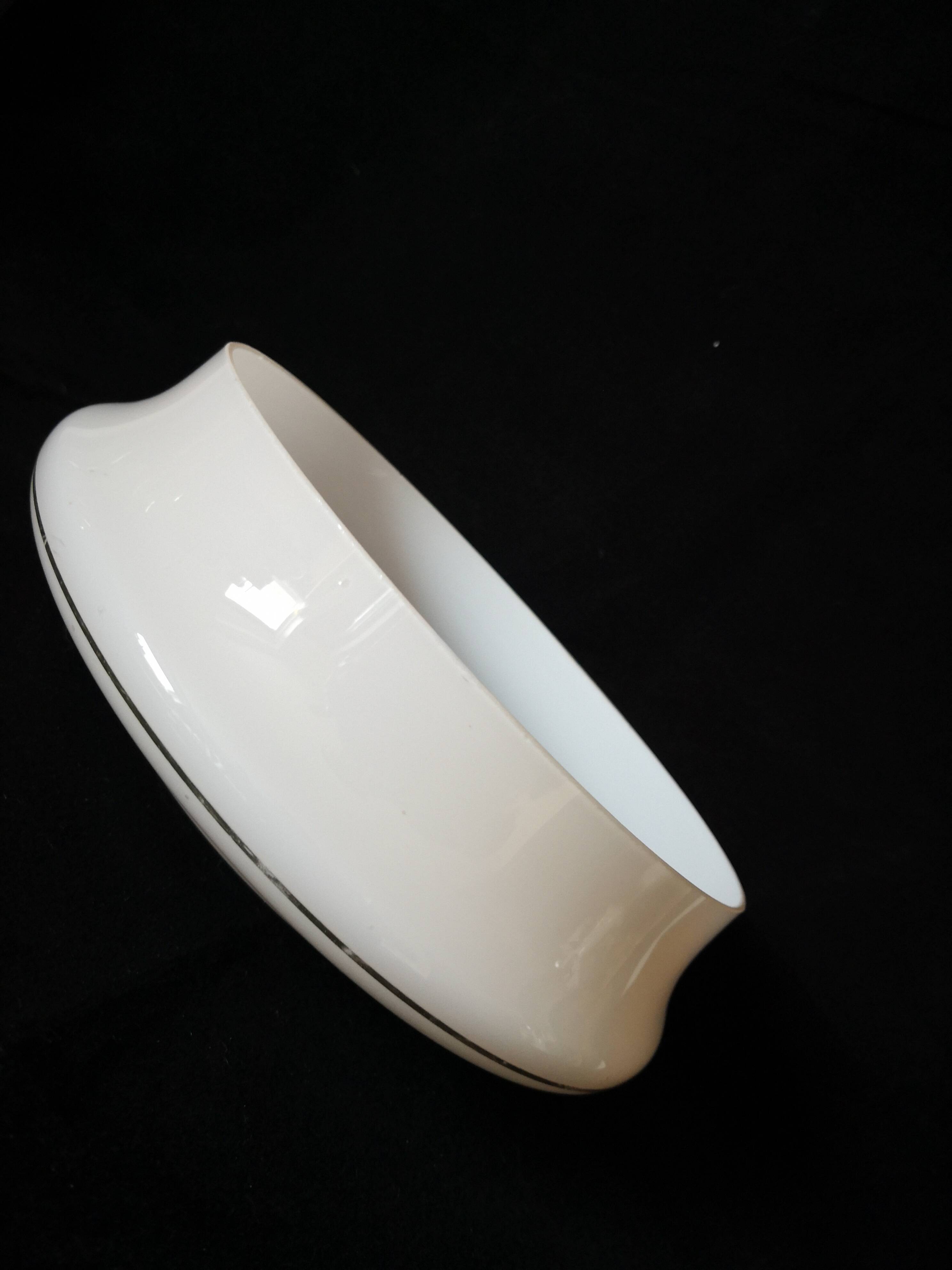 pendant lamp/lampshade/art deco in white opaline/gold lines