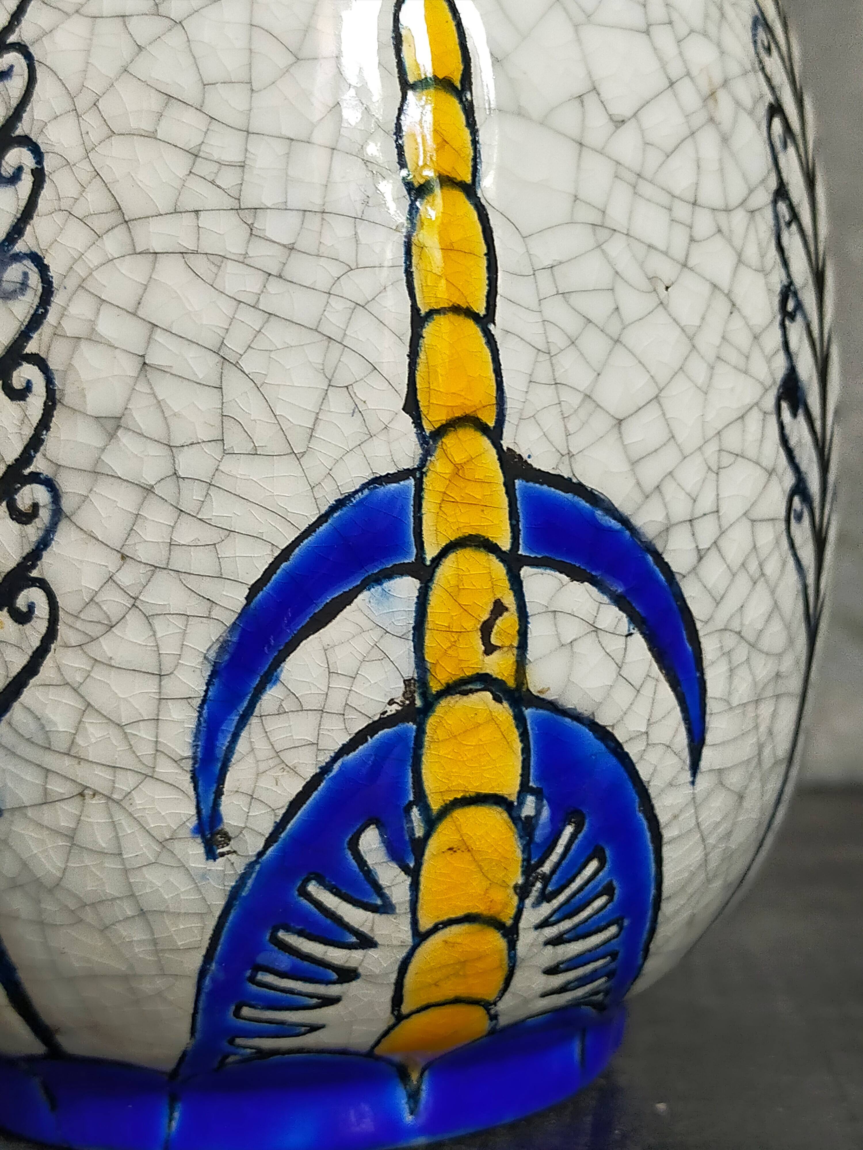 Soliflore bottle vase in fine earthenware boch frères la louvière-keramis early 20th century