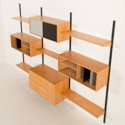 Rare Kai Kristiansen 3 bay wall unit in beech, 1970s