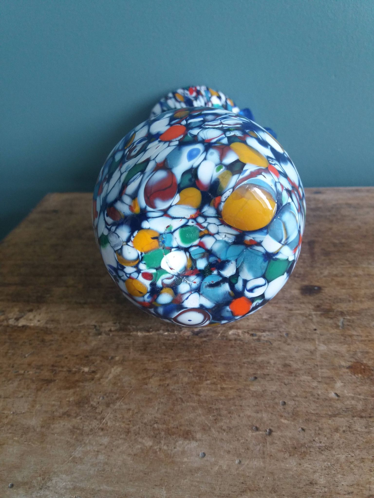 Murano polychrome blown glass vase