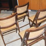 Lot de 4 chaises cannées pliantes