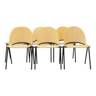 Ensemble de six chaises, design danois, années 70, fabriquées au Danemark
