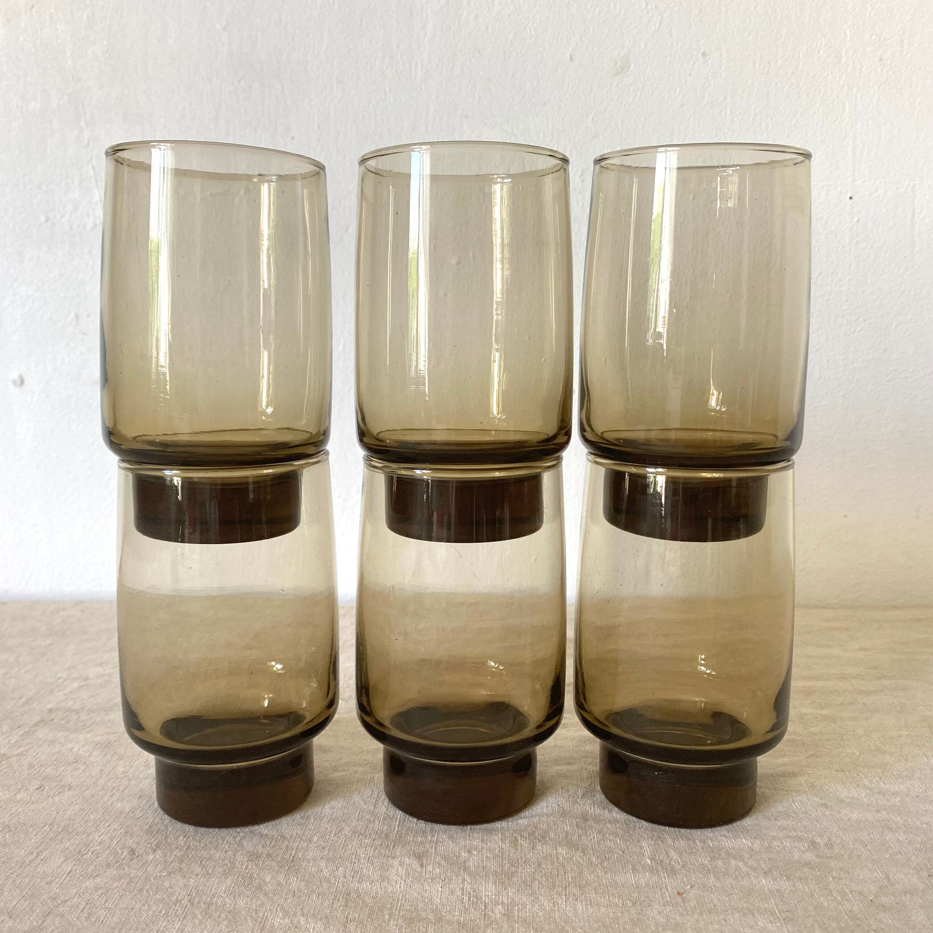 Vintage high glasses in smoked glass