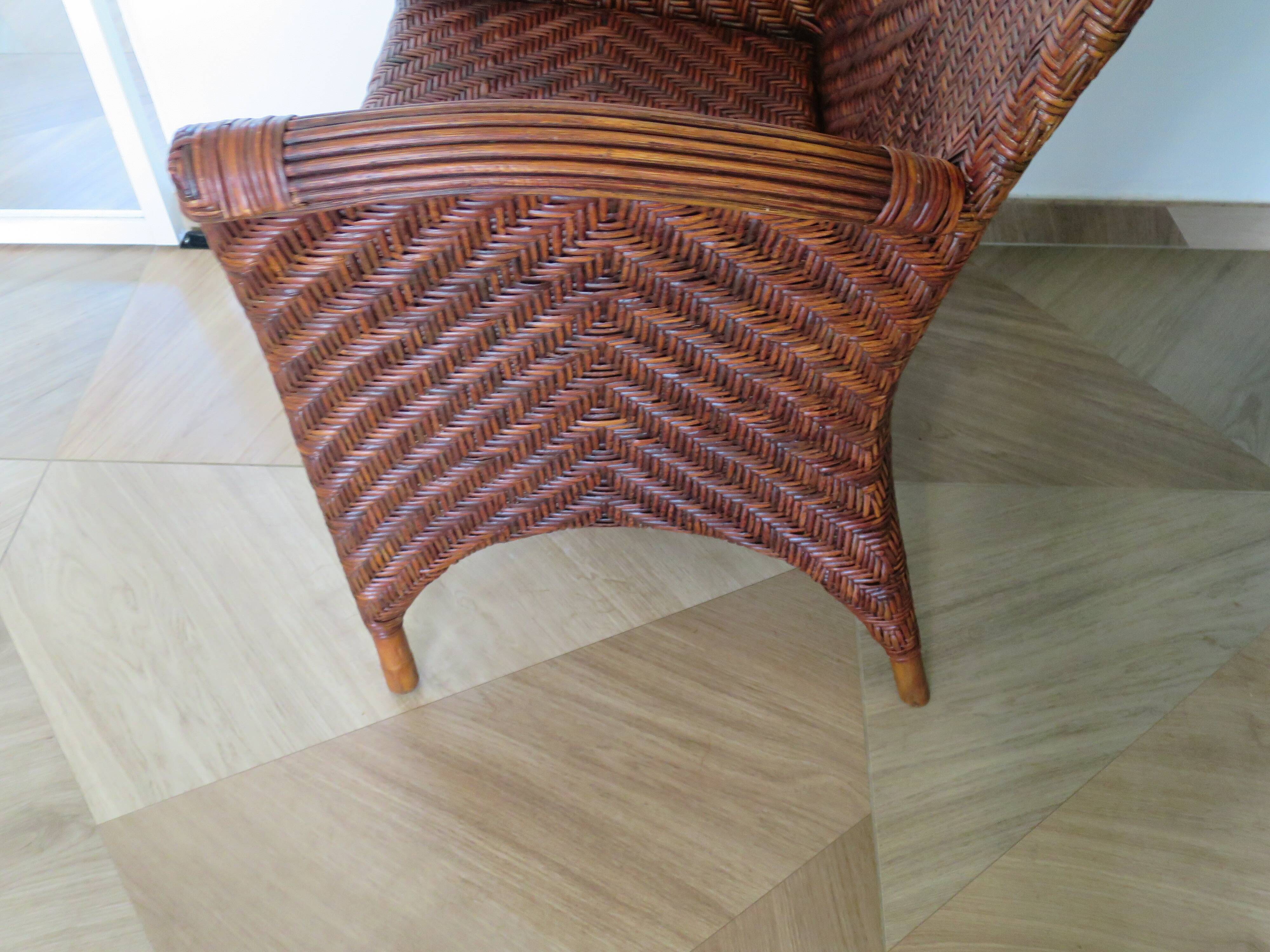 Woven rattan armchair, 1980s