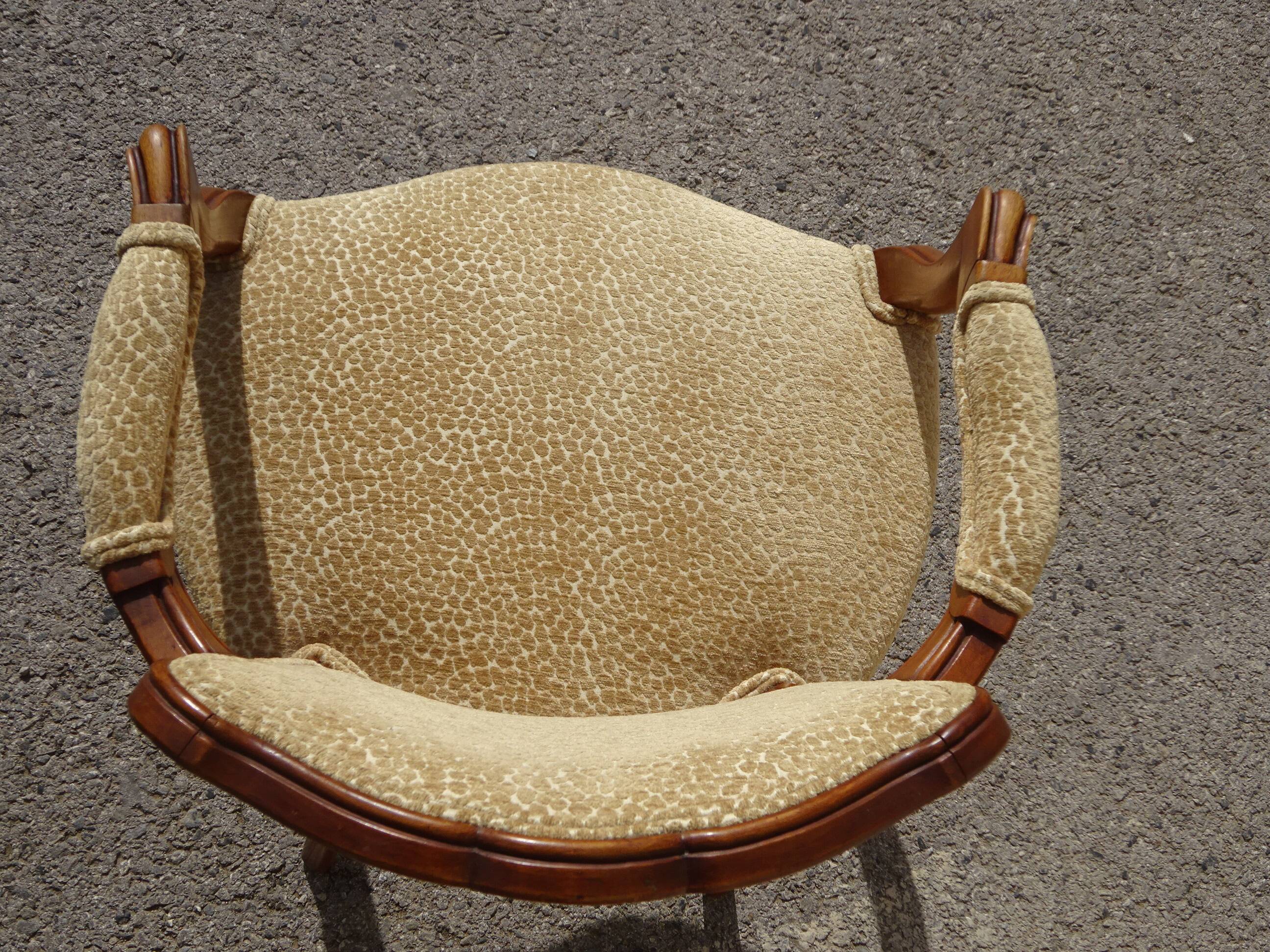 Pair of Louis XVI armchairs, upholstered in giraffe-pattern velvet
