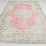 7x10 Vintage Soft Red & Beige Vintage Oushak Area Rug, 207x310 Cm
