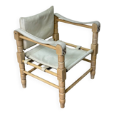White leather safari armchair