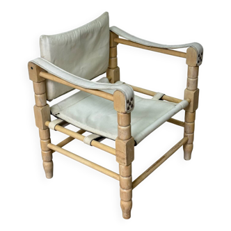 White leather safari armchair