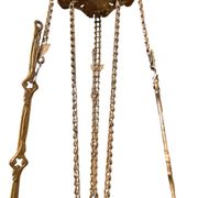 Art Nouveau suspension, rising and falling, in slipware, around 1900.