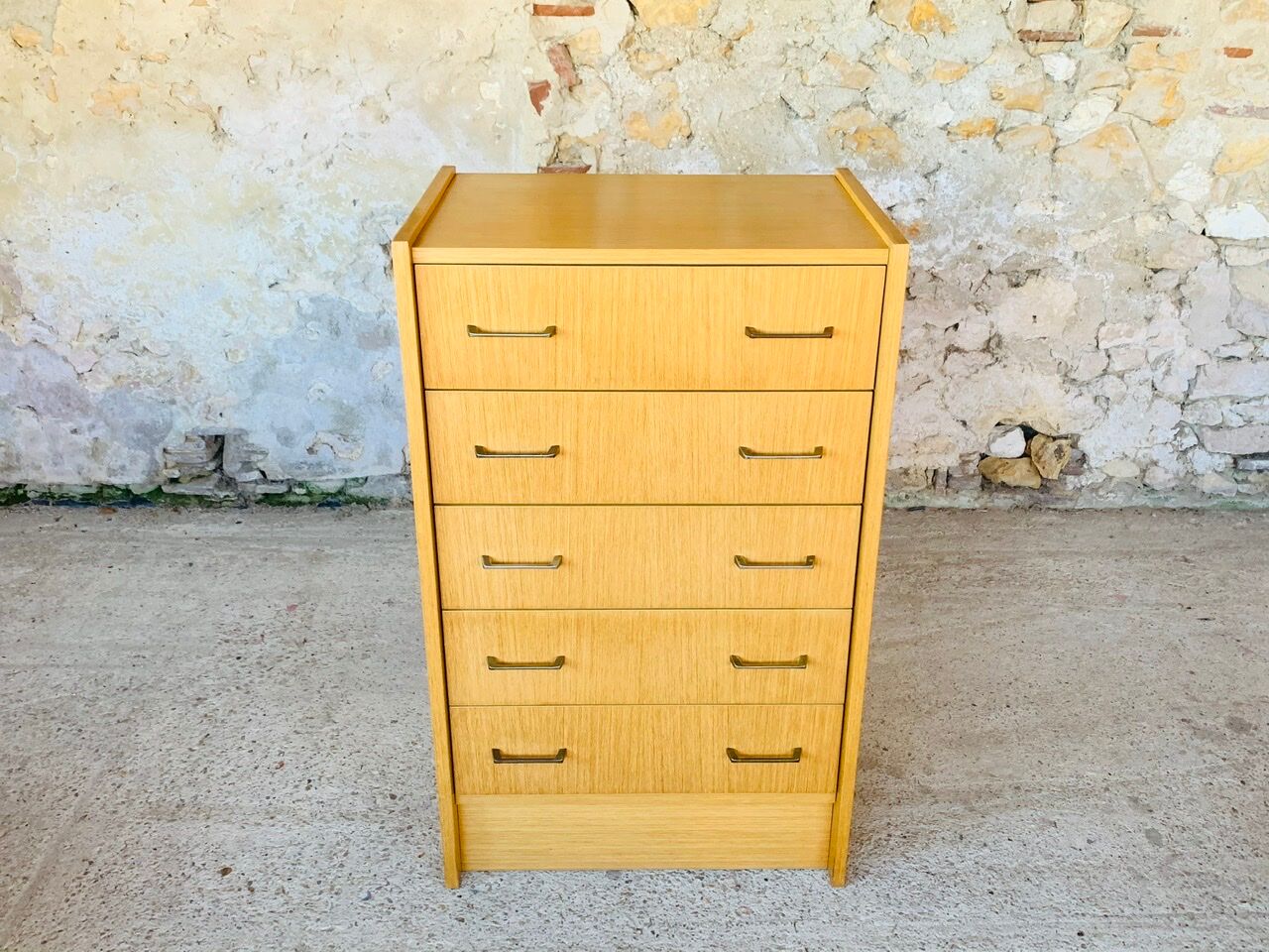 Vintage chest of drawers with 5 drawers by Capelle circa 70's