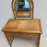 Bamboo and rattan dressing table, with mirror 50s-60s