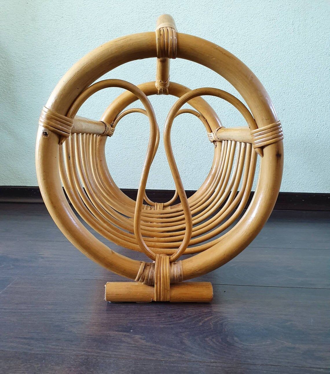 70s bamboo magazine holder