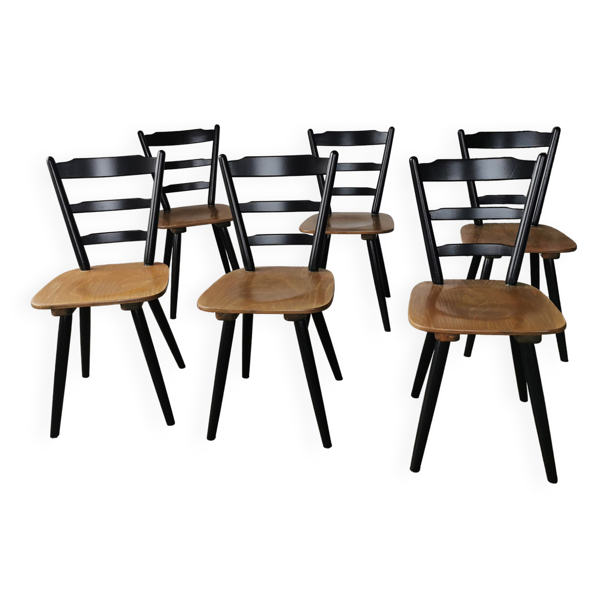 Set of 6 Scandinavian style bar chairs 1960/70