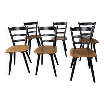 Set of 6 Scandinavian style bar chairs 1960/70