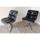 Pair of leather swivel armchairs by Charles Pollock for Knoll 1960