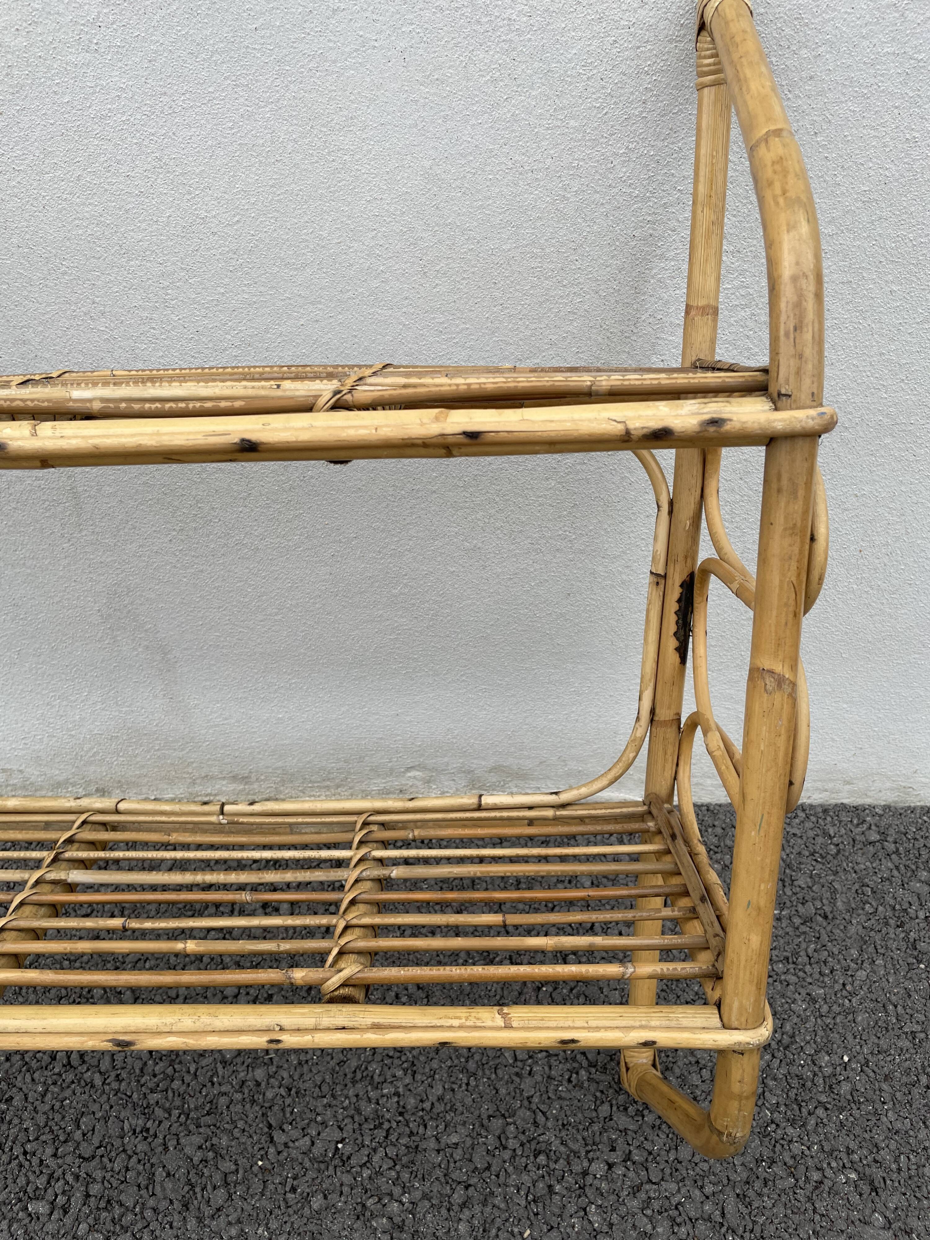 Vintage rattan wall shelf