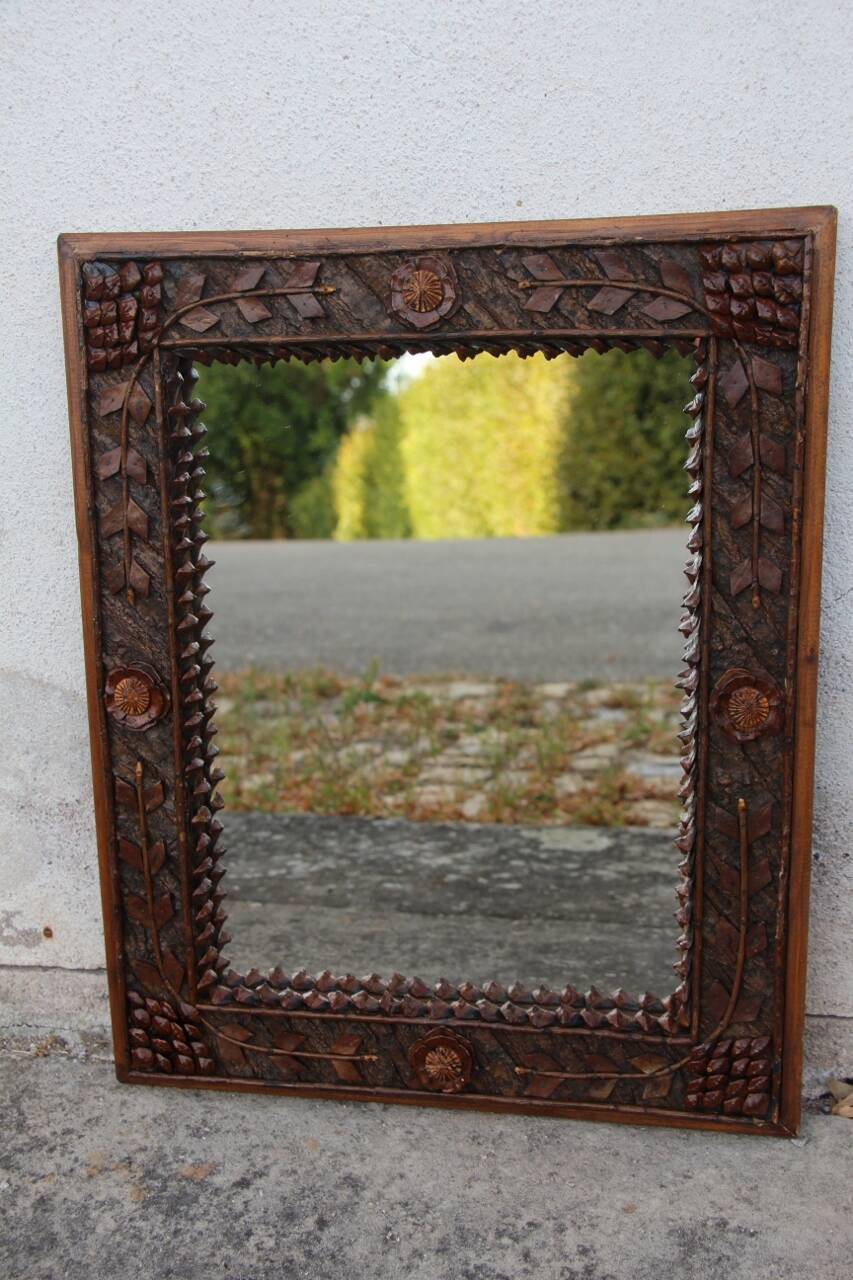 Miroir Foret Noire Tramp Art XIXème