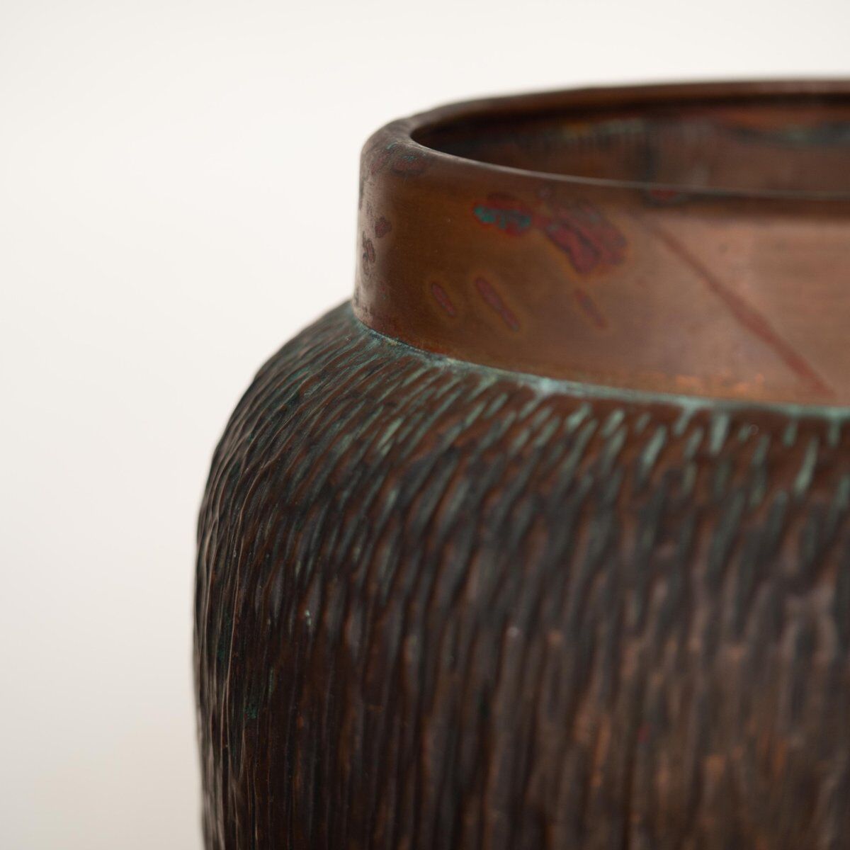 Vintage hammered copper umbrella stand, 1970s