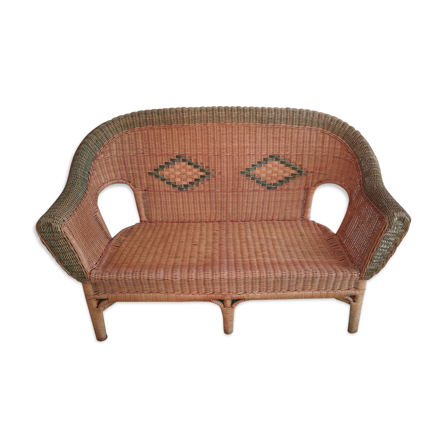 Braided rattan bench 128cm