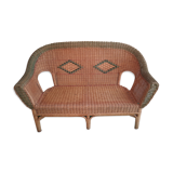 Braided rattan bench 128cm