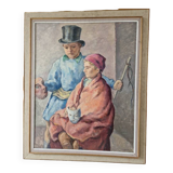Raymond Rochette (1906-1993), painter of the Creusot factory - Oil on canvas mounted on panel