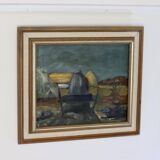 Original Swedish Mid-Century Oil on Canvas “Chair” by Jan Erik- Vintage & Framed