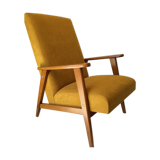 Fauteuil vintage jaune moutarde