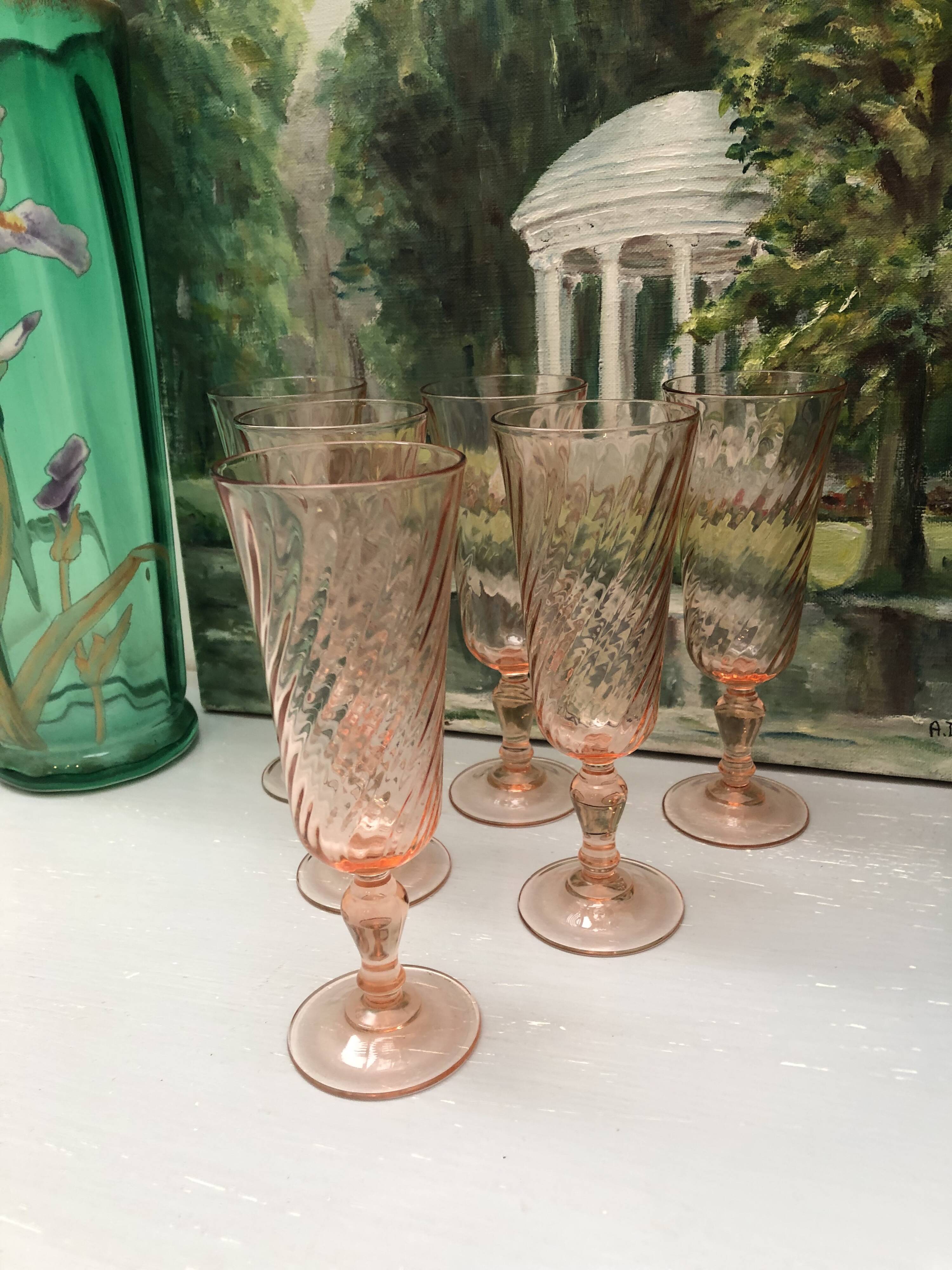 Vintage Rosaline Champagne Flutes