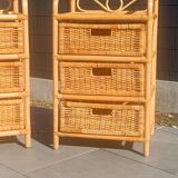 Pair of 1970s rattan bedside tables