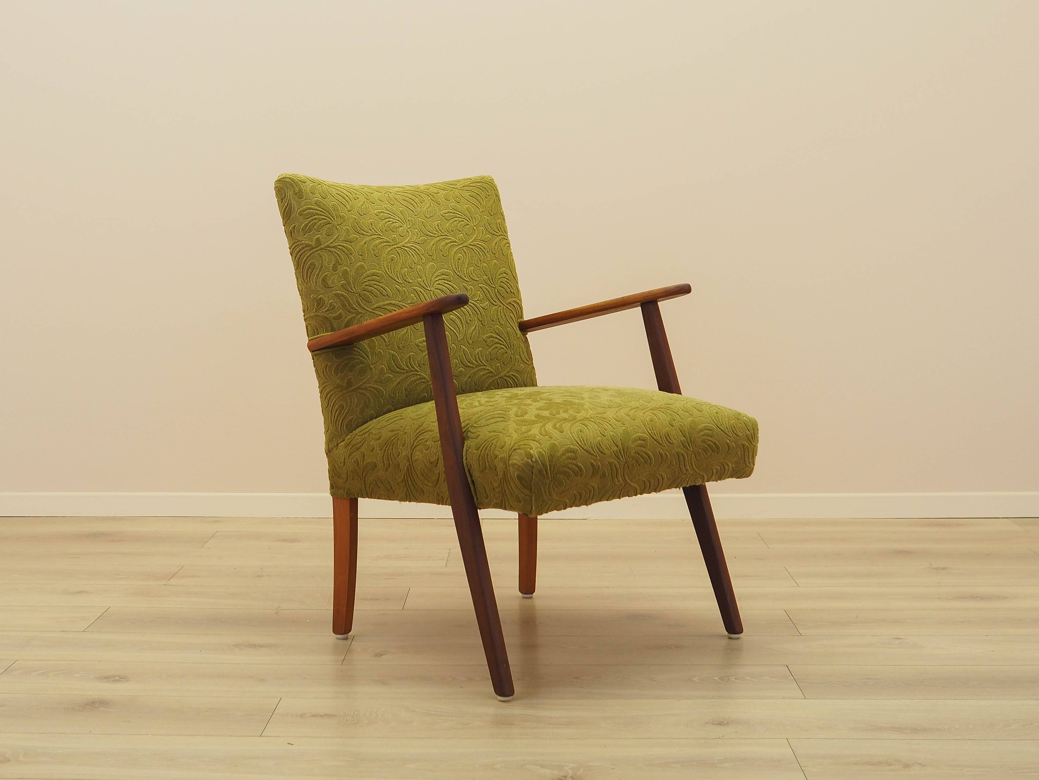 Green armchair, Danish design, 1960s, made in Denmark