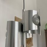 Space age brushed metal 3-light pendant lamp