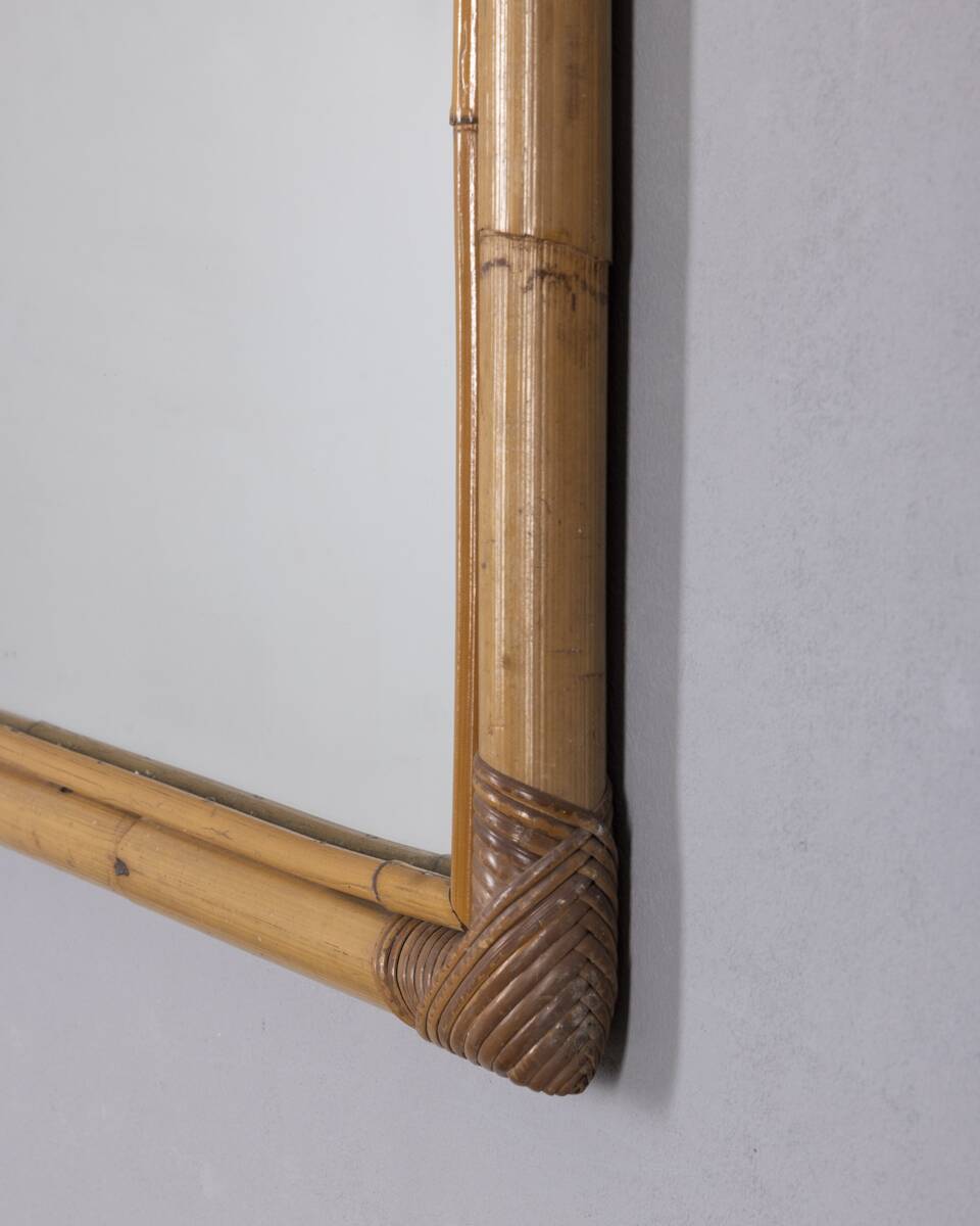 Vintage 1960s Italian design bamboo wall mirror