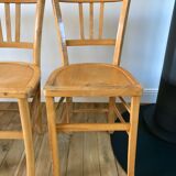 Set of 5 Luterma light blond wood bistro chairs from the 50s