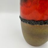 Khaki and red ceramic vase