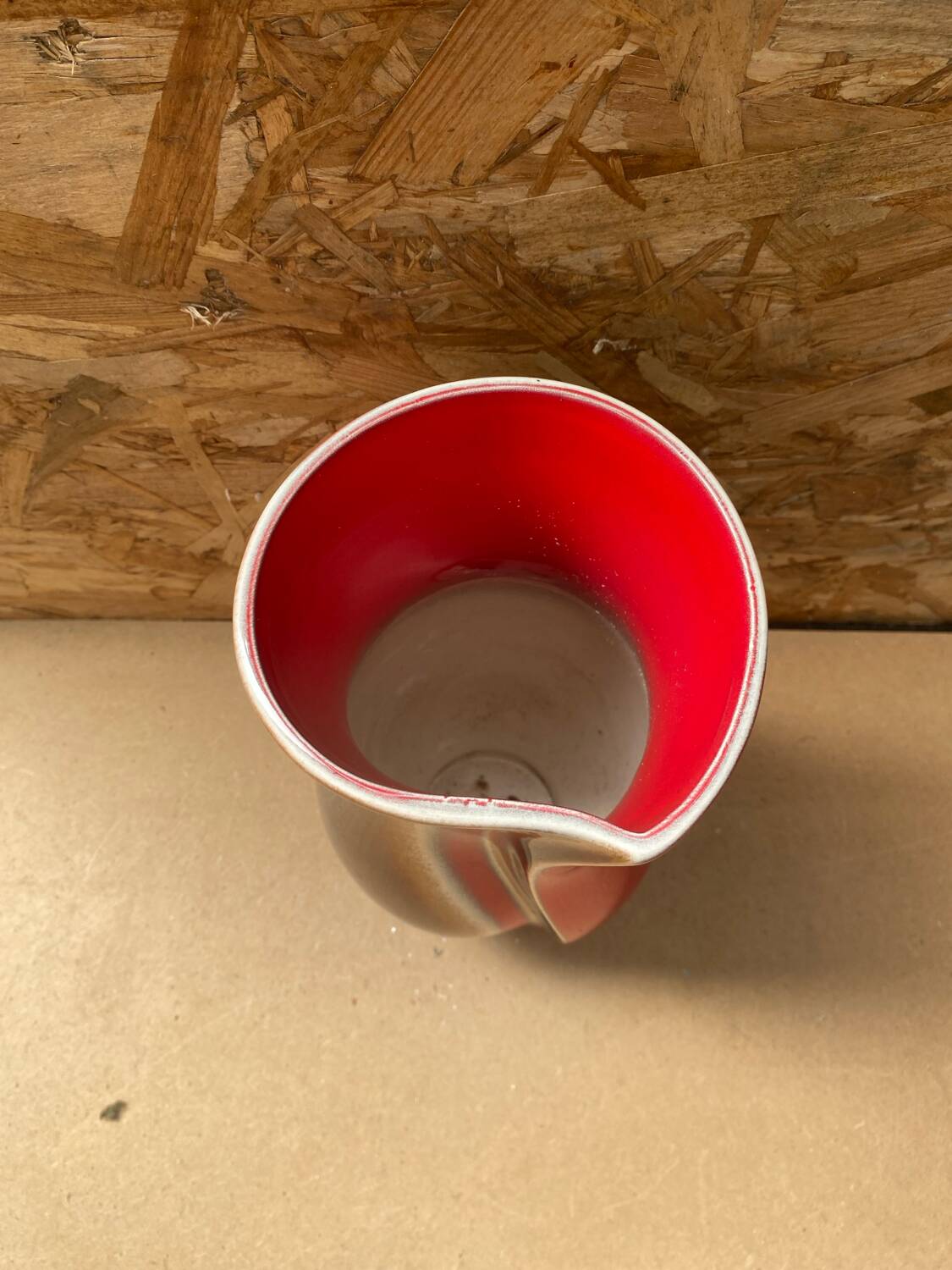 Antique verceram ceramic vase brown red beige vintage