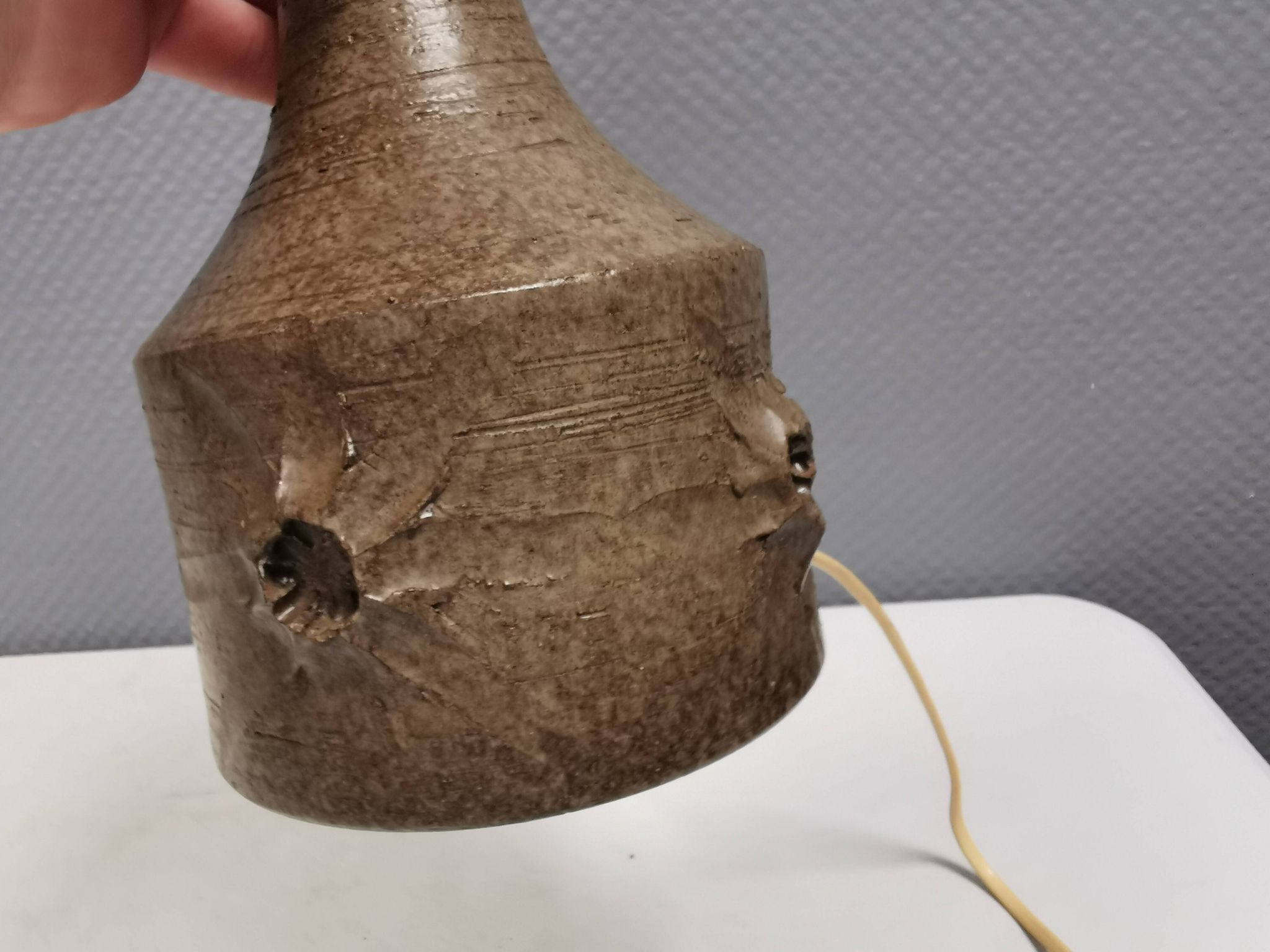 Ceramic table lamp by Danish artist Gitte Dochedahl Denmark 1960s.