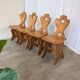 Vintage Alpine Wooden Chairs (Set of 4) Heart Cut-Out