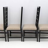 Four Black Lacquered High Back Chairs, 1979