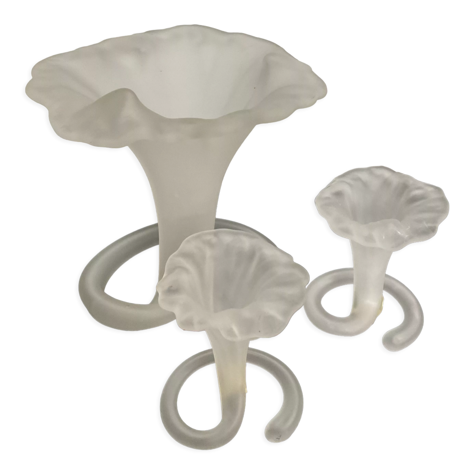 Trio of vintage soliflores vases in glass paste 70s