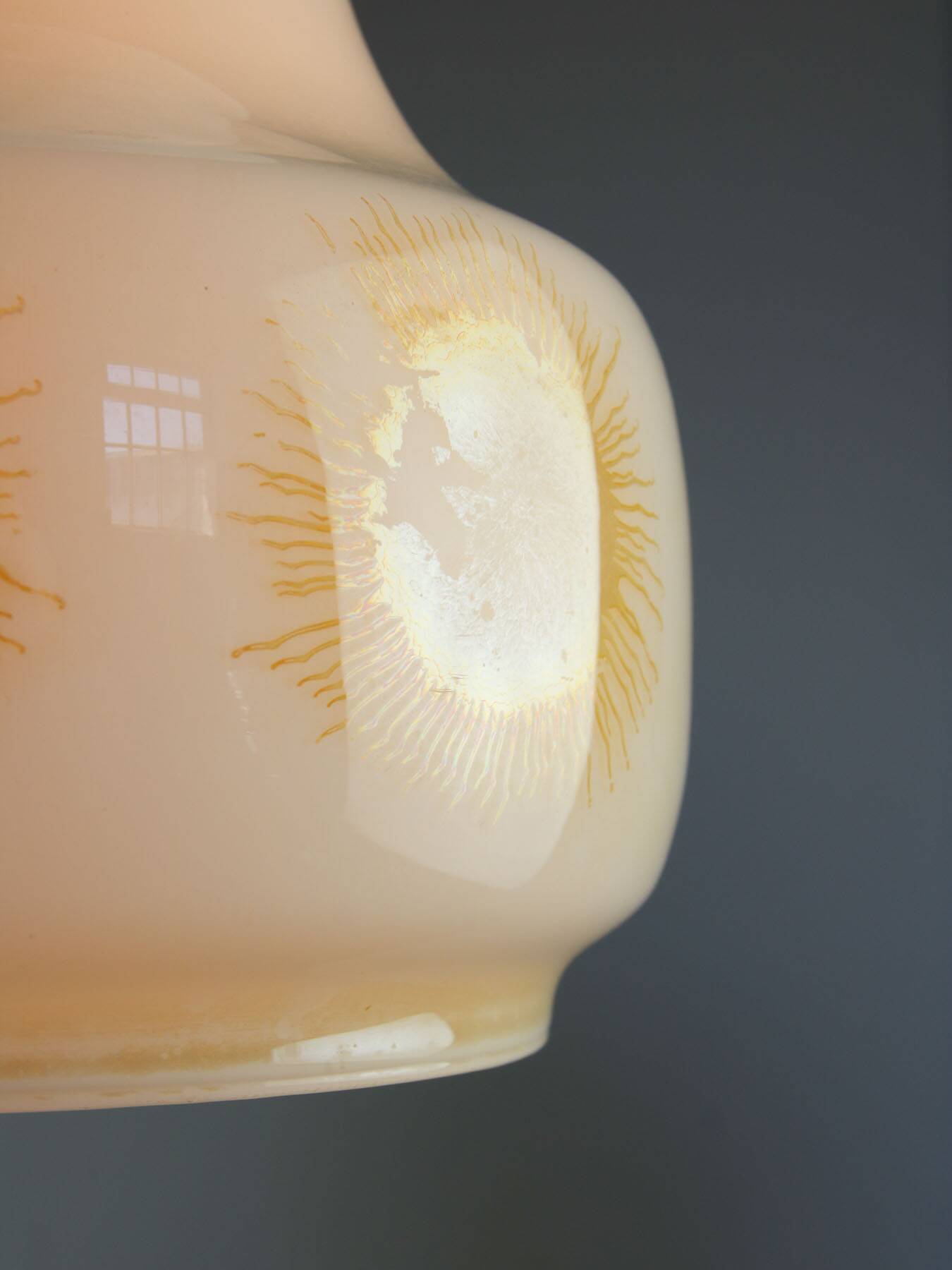 Mid-Century Italian Opaline and Brass Pendant Lamp