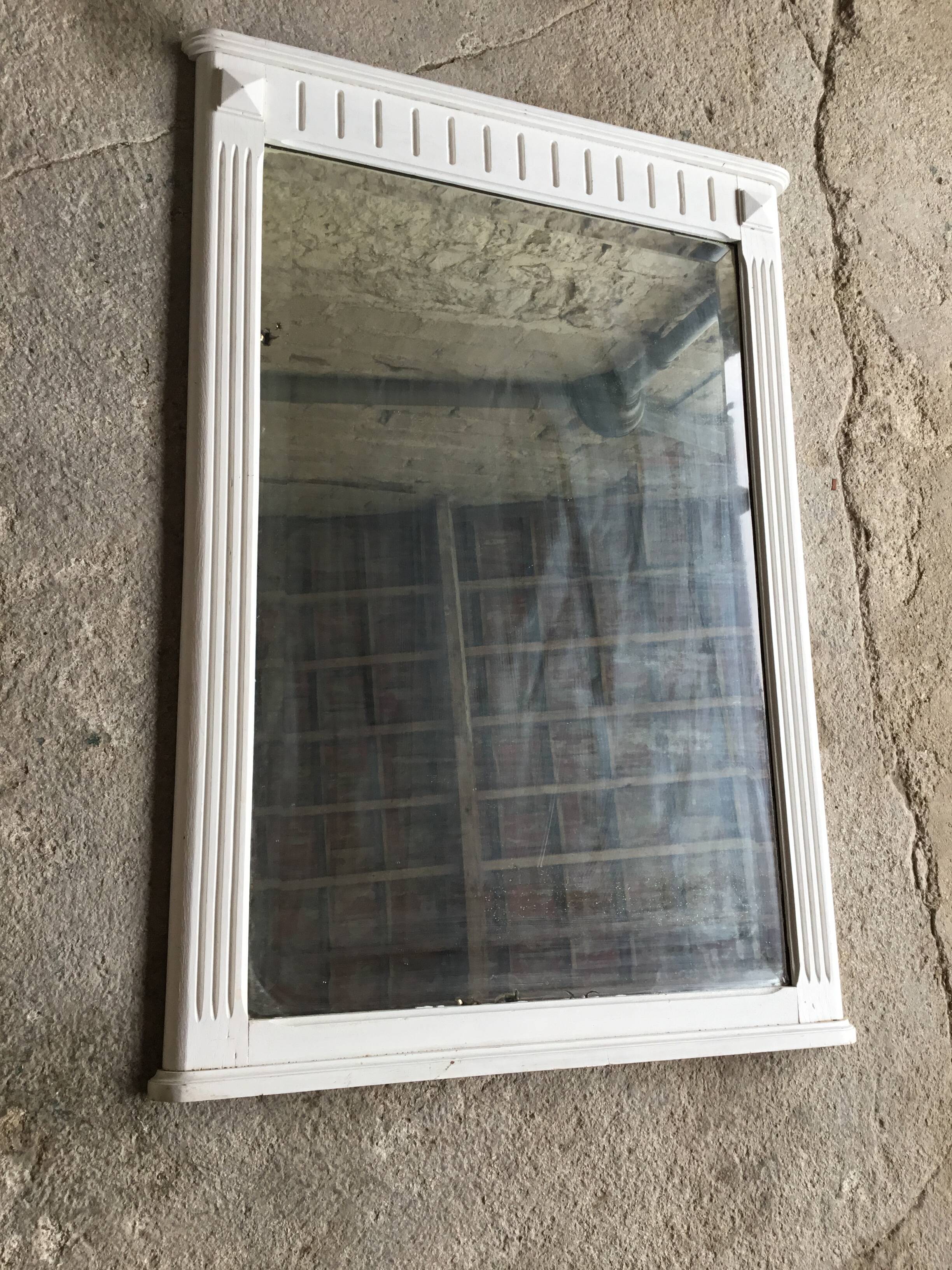 Mid-20th century white wooden fireplace trumeau