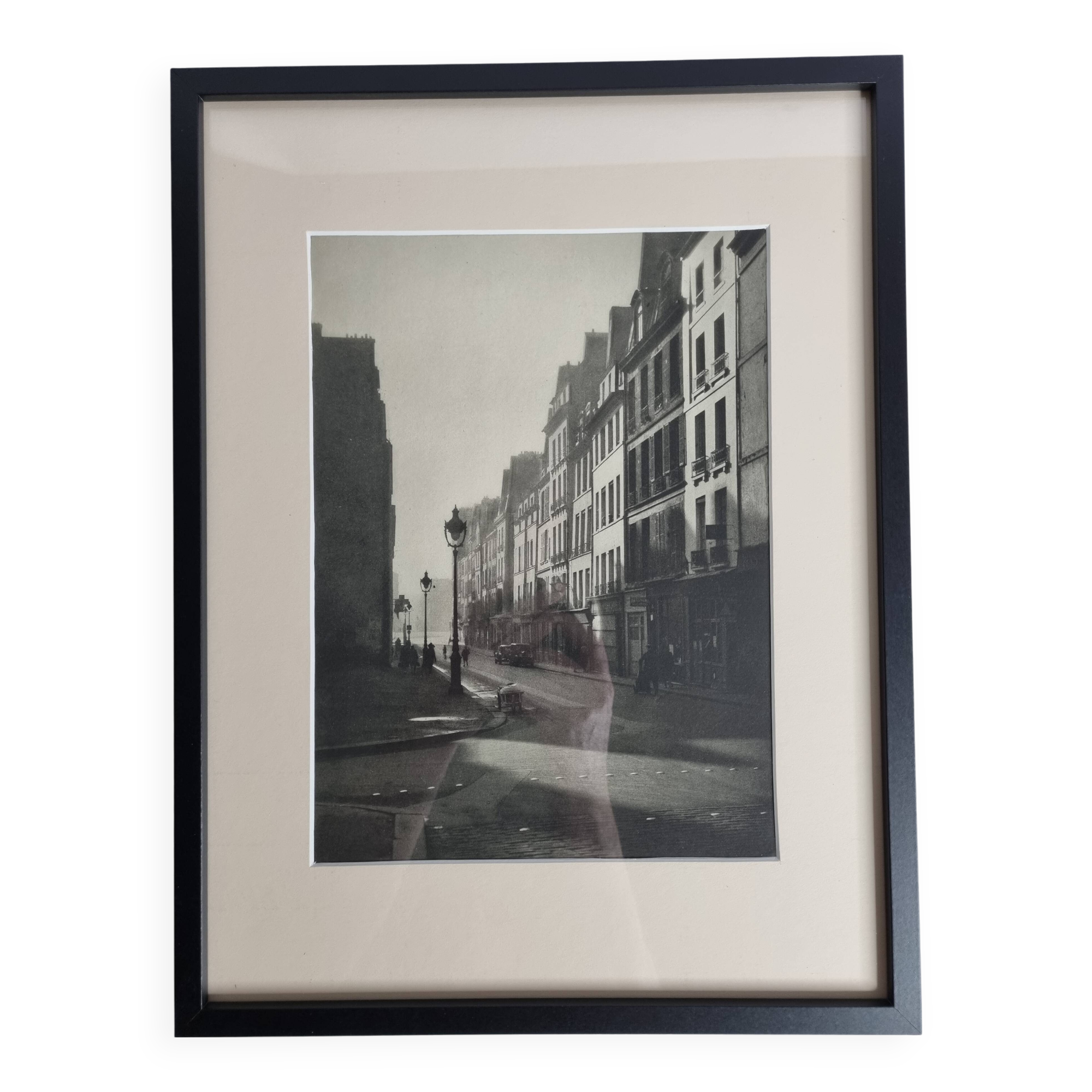 Rémy Duval – Rue de l'Île Saint-Louis, photoengraving from 1946 – Framed under glass