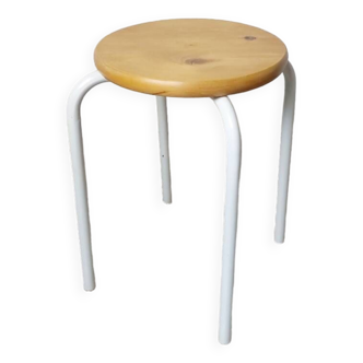 Tabouret bois et métal années 80