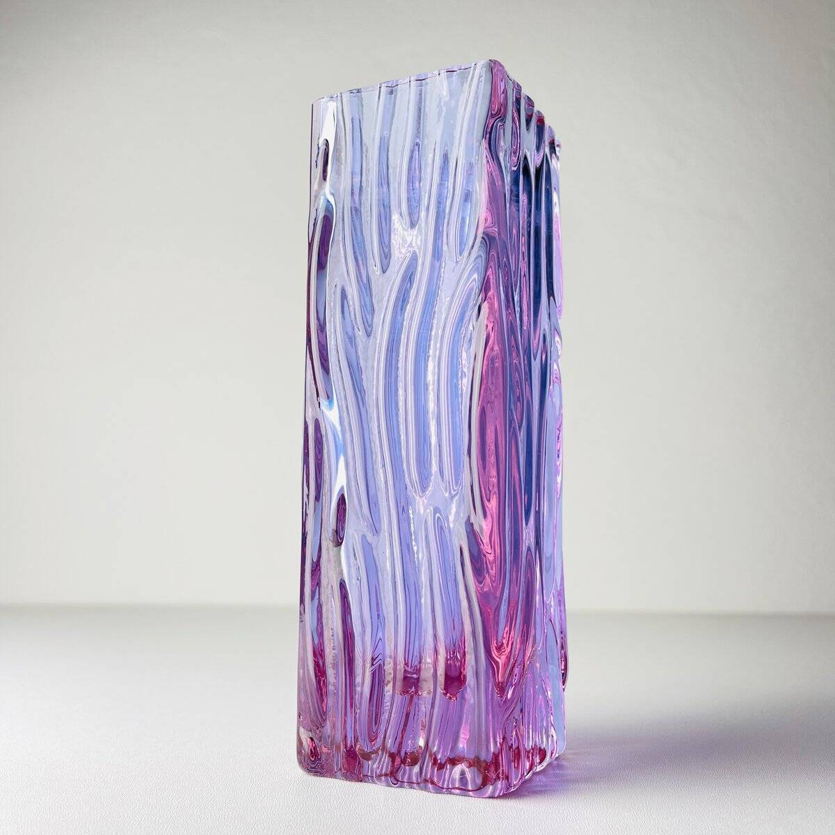 Vintage Textured Murano Glass Vase Tronchi, Italy, 1970s
