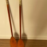 Pair of old oars in mahogany